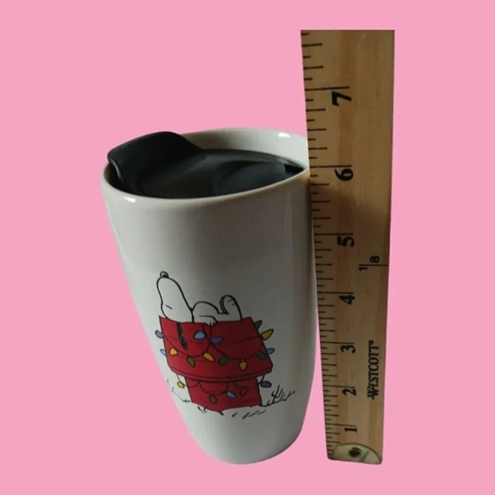 Peanuts snoopy travel mug stoneware with lid 16oz